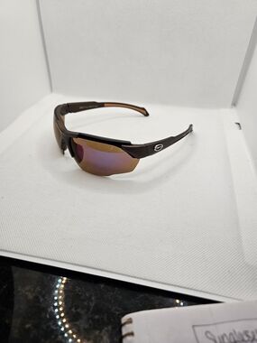 Men's Brown Sports Sunglasses with Mirrored Lenses